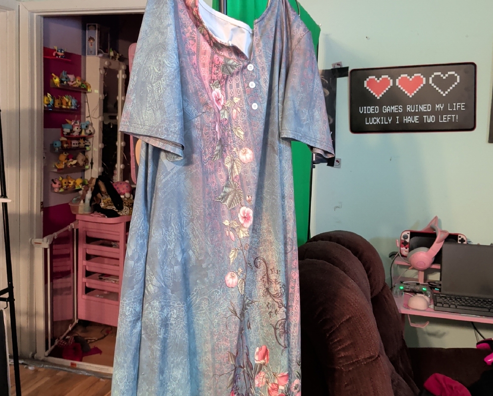 SHEIN Blue and Pink Floral Midi Dress